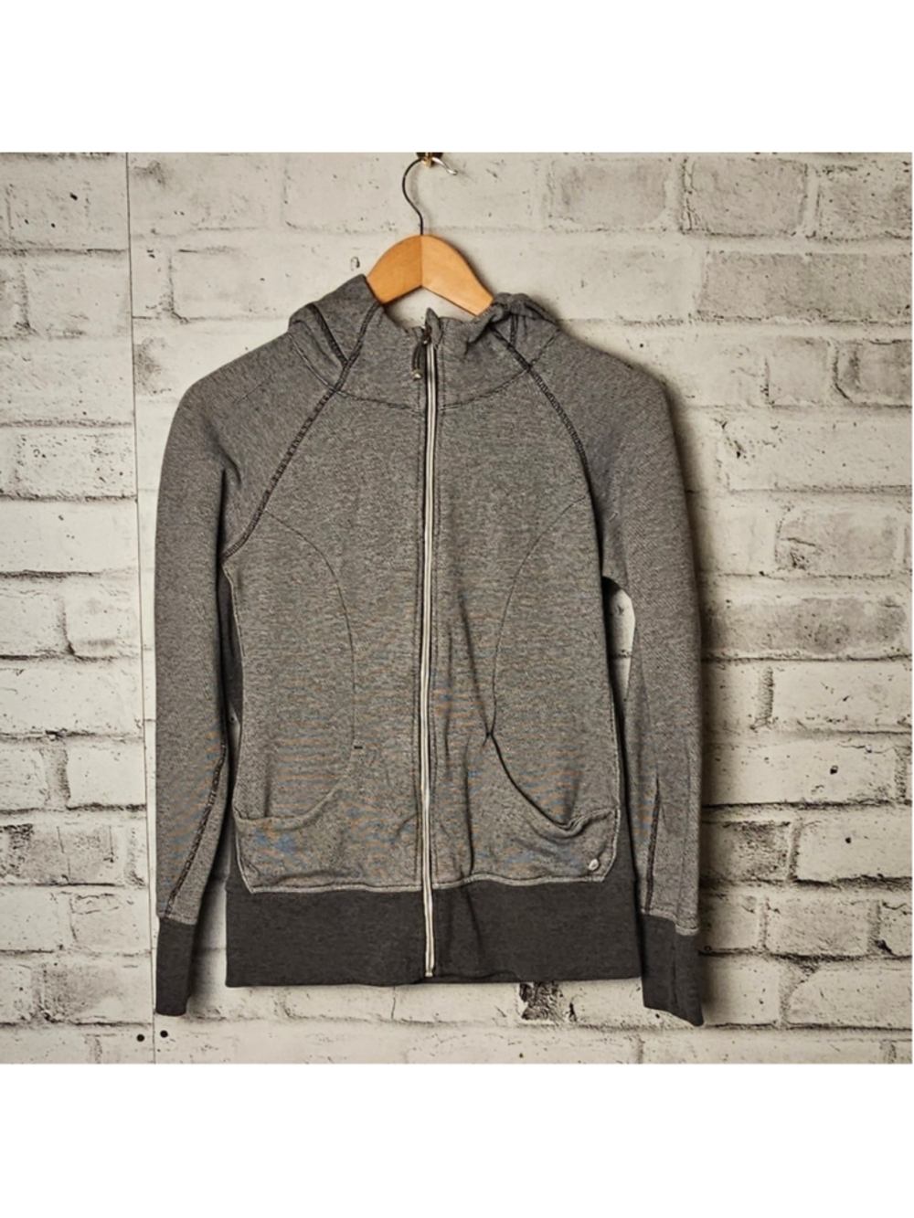 90 Degree Grey Zip Up Hoodie Athletic Fitted Jacket Womens Size Medium